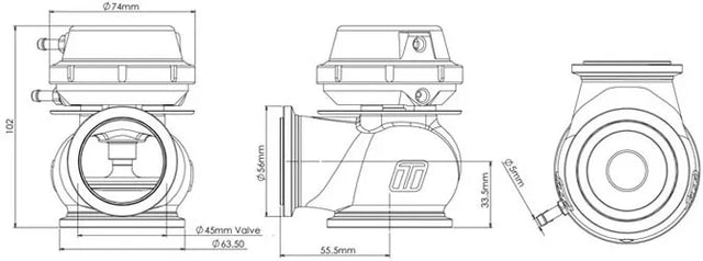Turbosmart 外部ウェストゲート - WG45 Hyper-Gate45 7psi
