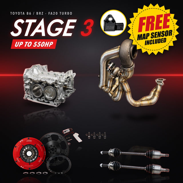 トヨタ 86 / スバル BRZ (FA20) ターボ ステージ3 パッケージ – ターボキット + 燃料系 + クラッチ + アクスルシャフト + 鍛造ショートブロック