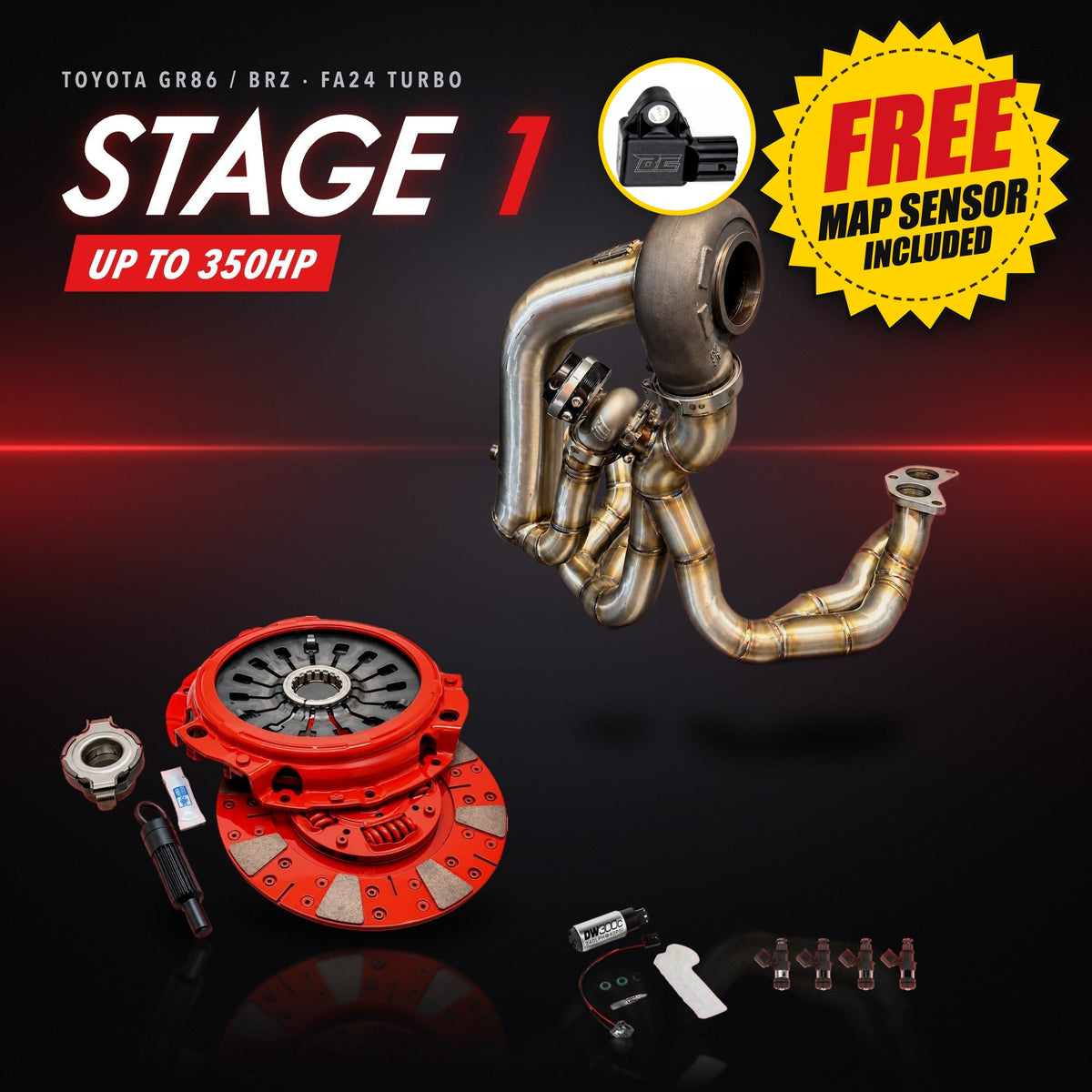 トヨタ GR86 / スバル BRZ (FA24) ターボ ステージ1 パッケージ – ターボキット + 燃料系 + クラッチ＆フライホイール