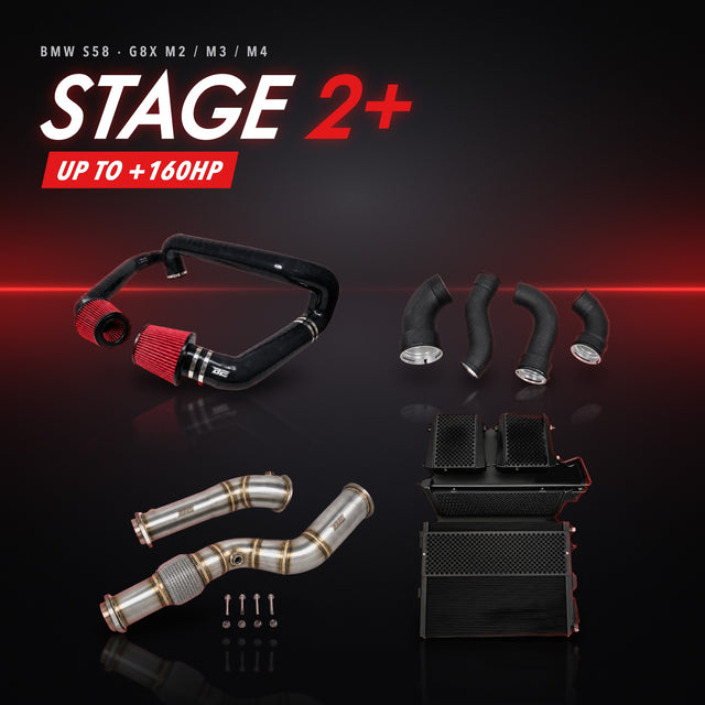 BMW S58（G80 M3 / G82 M4 / G87 M2）ステージ2+パッケージ – インテーク + チャージパイプ + ダウンパイプ + ヒートエクスチェンジャー