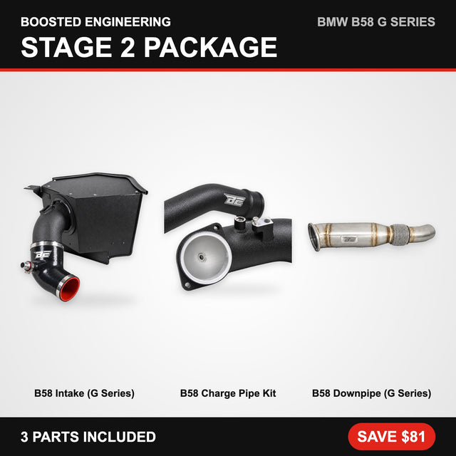 BMW B58 (G Series) Stage 2 Package – Intake + Charge Pipe + Downpipe