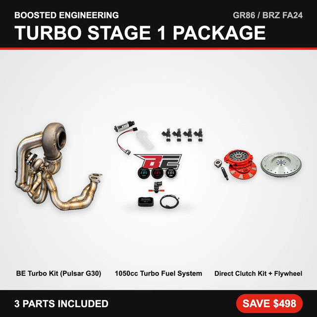 Toyota GR86 / Subaru BRZ (FA24) Turbo Stage 1 Package – Turbo Kit + Fuel System + Clutch & Flywheel