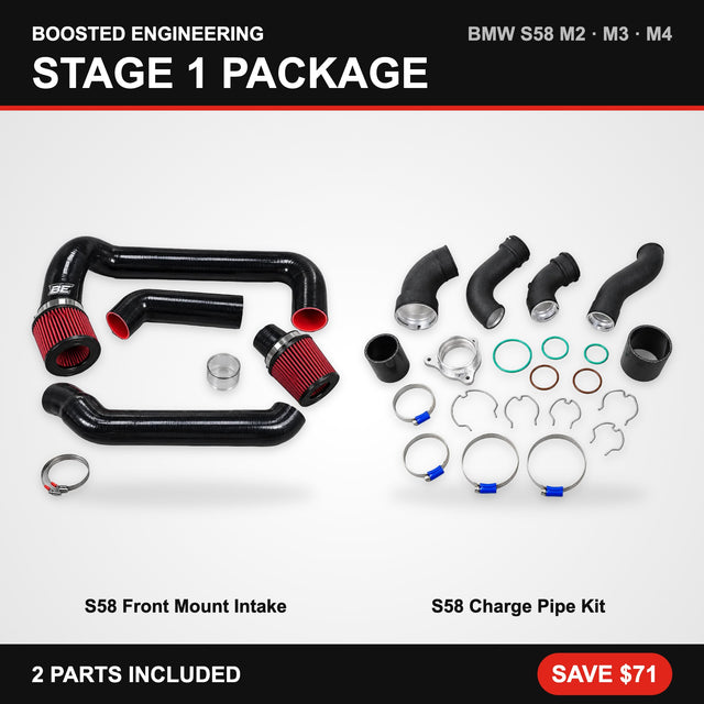 BMW S58 (G80 M3 / G82 M4 / G87 M2) Stage 1 Package – Front Mount Intake + Charge Pipe