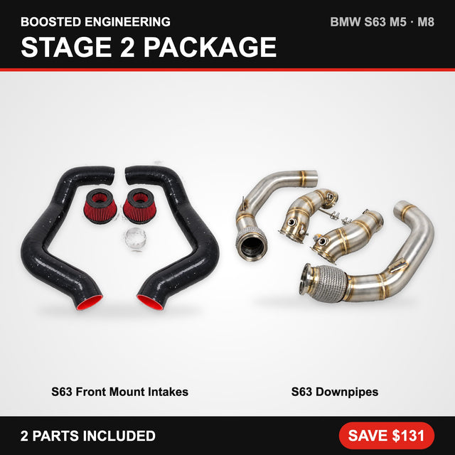 BMW S63 (F90 M5 / F92 M8) Stage 2 Package – Front Mount Intakes + Downpipes